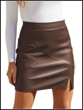 Faux Leather High Waisted Bodycon Pencil Mini Skirt with Built-in Shorts